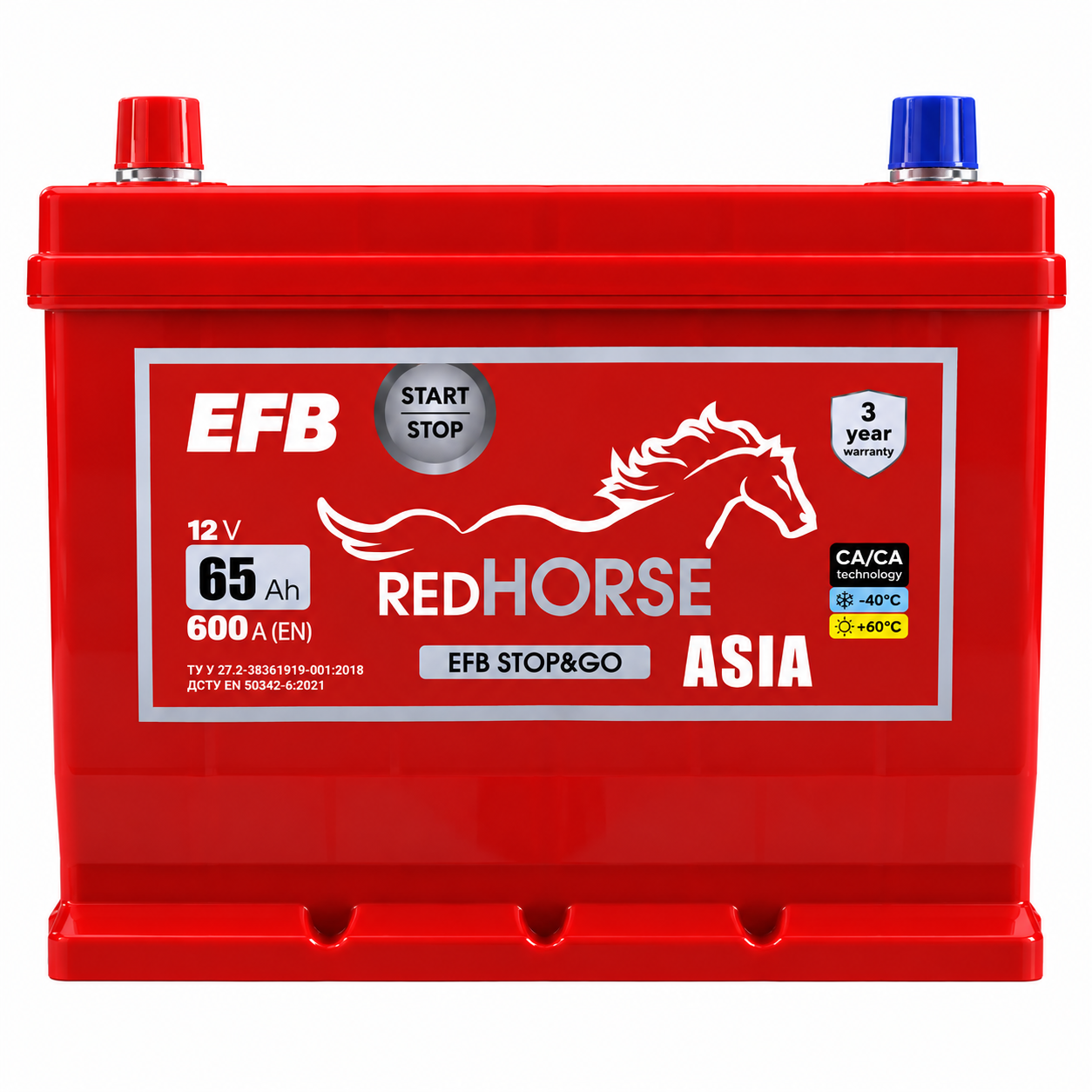 Акумулятор 6cт-65 А/г 600 Ампер L+ (1) Red Horse EFB Start&Stop Jis Азія