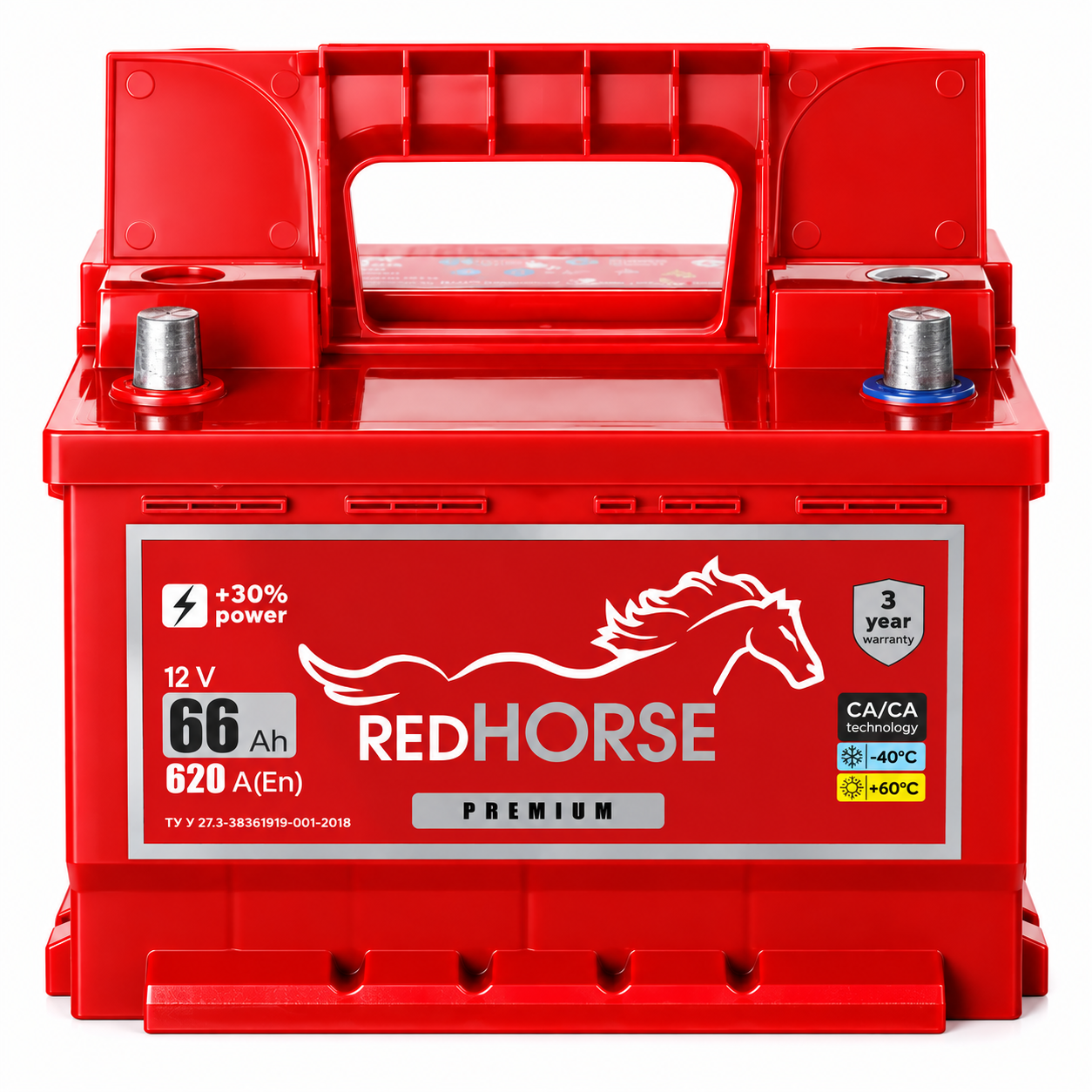 Акумулятор 6cт-66 А/г 620 Ампер R+ (0) Red Horse Premium