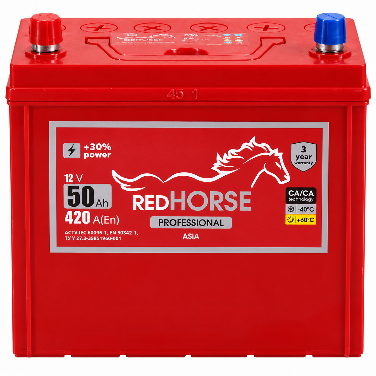 Акумулятор 6cт-50 Аг 420 Ампер L+ (1) Red Horse Asia Акумулятор 6cт-50 А/г 420 Ампер L+ (1) Red Horse Asia