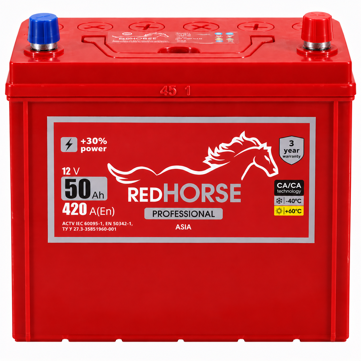 Акумулятор 6cт-50 Аг 420 Ампер R+(0) Red Horse Asia Акумулятор 6cт-50 А/г 420 Ампер R+ (0) Red Horse Asia