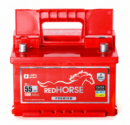Акумулятор 6cт-55 А/г 500 Ампер L+ (1) Red Horse Premium