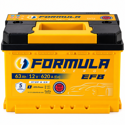 Акумулятор 6cт-63 А/г 620 Ампер FORMULA EFB