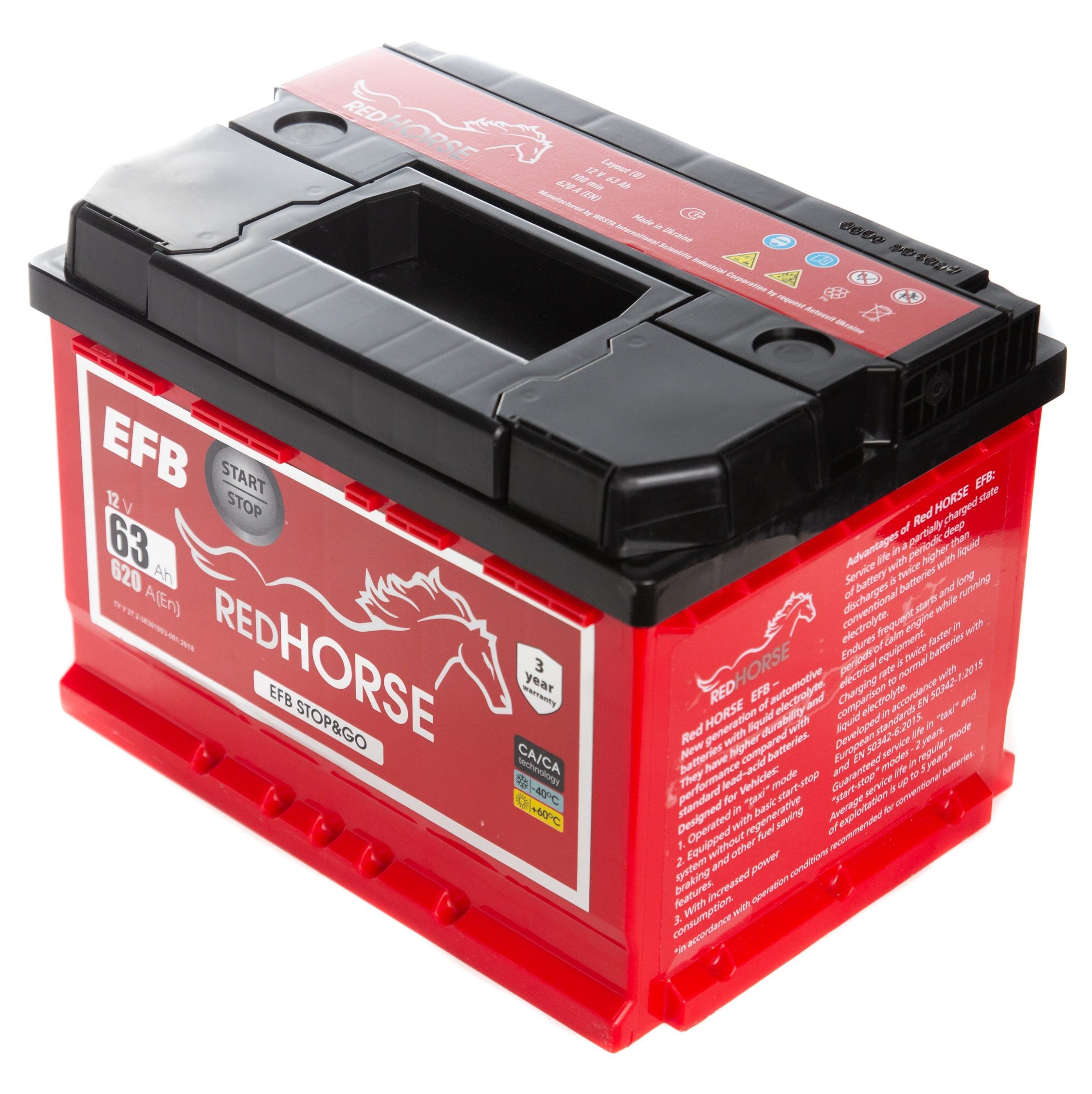 Акумулятор 6cт-63 Аг 620 Ампер R+ (0) Red Horse Professional Акумулятор 6cт-63 А/г 620 Ампер R+ (0) Red Horse Professional