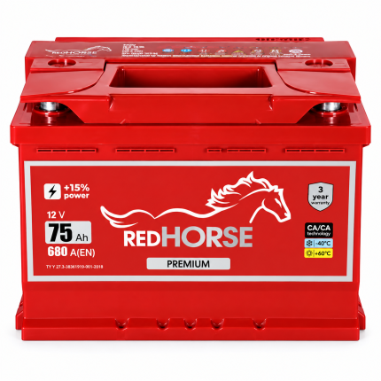 Акумулятор 6cт-75 Аг 680 Ампер Red Horse Premium