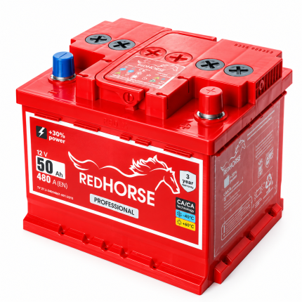 Акумулятор 6cт-50 А/г 480 Ампер R+ (0) Red Horse Professional