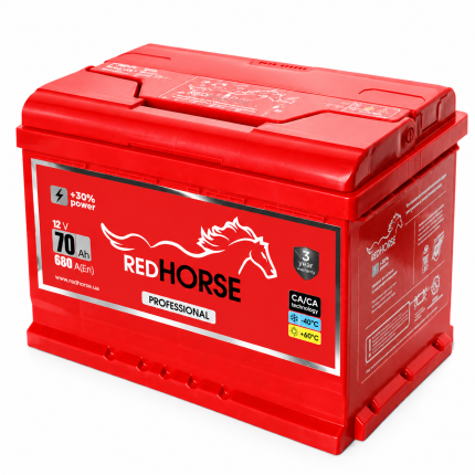 Акумулятор 6cт 70 Аг 680 Ампер R+ (0) Red Horse Professional